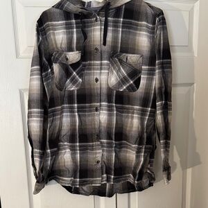 Carhartt Gray and black flannel with hood